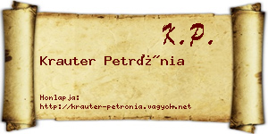 Krauter Petrónia névjegykártya